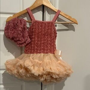 NWT Elegant Pink and Cream Kids Tutu Dress w/diaper cover